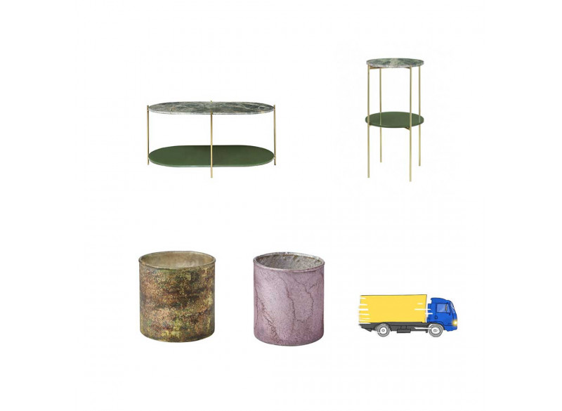 2 marble table and 2 tea light holder