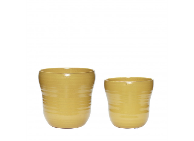 Keramik Pots in yellow - 2pc