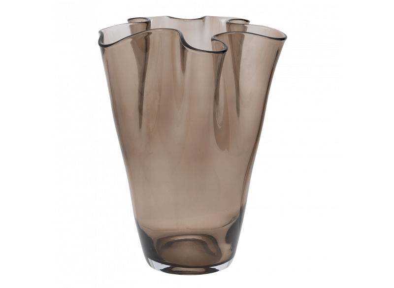 Flower Vase Waves Glass Taupe