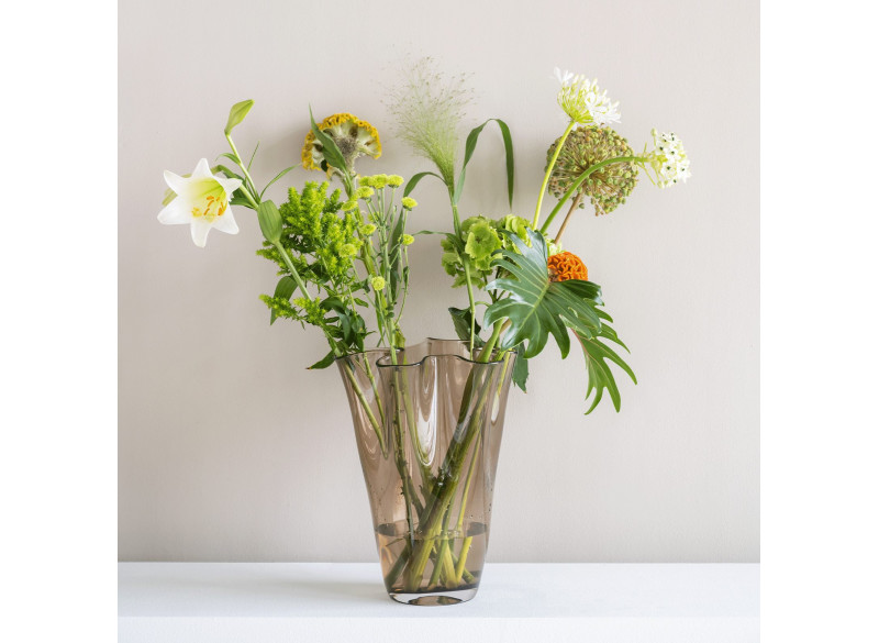 Vase Waves glas gråbrun