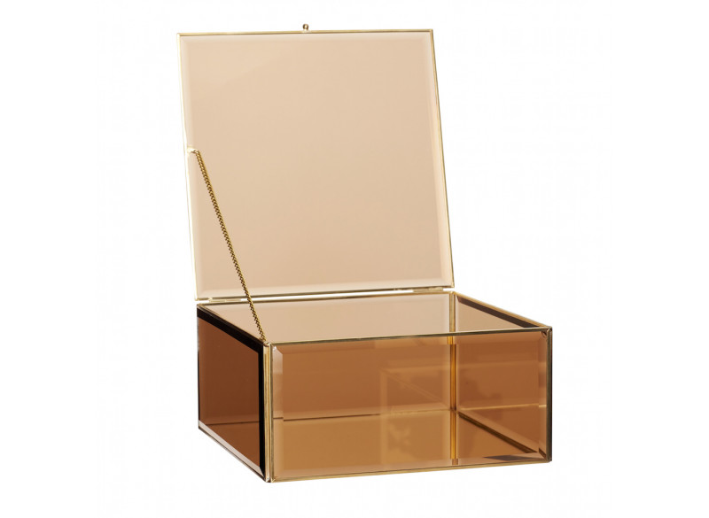 Glasbok brunmessing, sæt 2 kvadrat