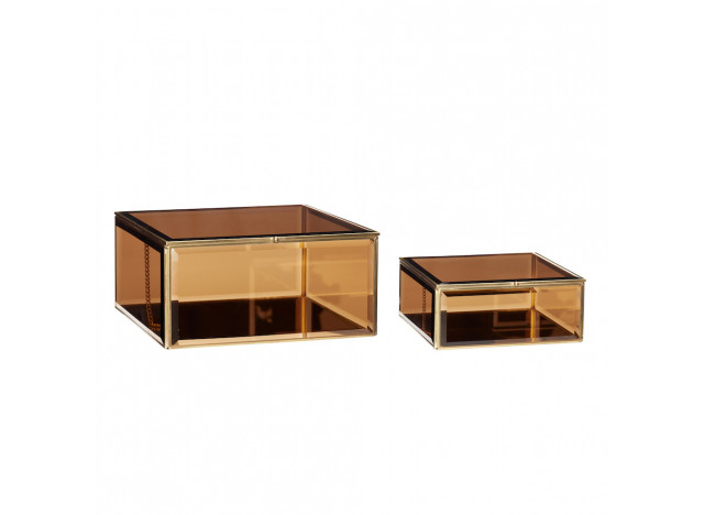 Glasbok brunmessing, sæt 2 kvadrat