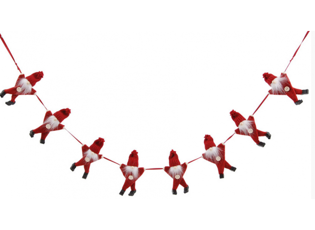 Juleguirlande 8 Julemænd Rød