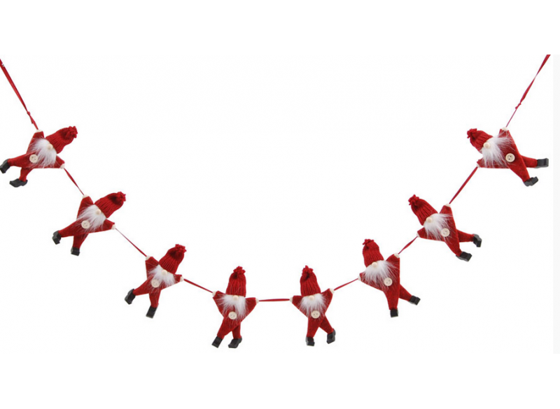 Juleguirlande 8 Julemænd Rød