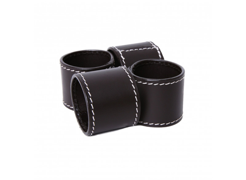 Leather Napkin Ring 4-pack Chocolate