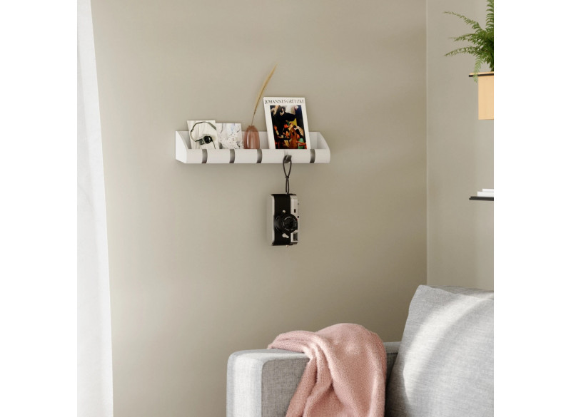 Wallrack Flip 5 w Shelf Walnut-Brass