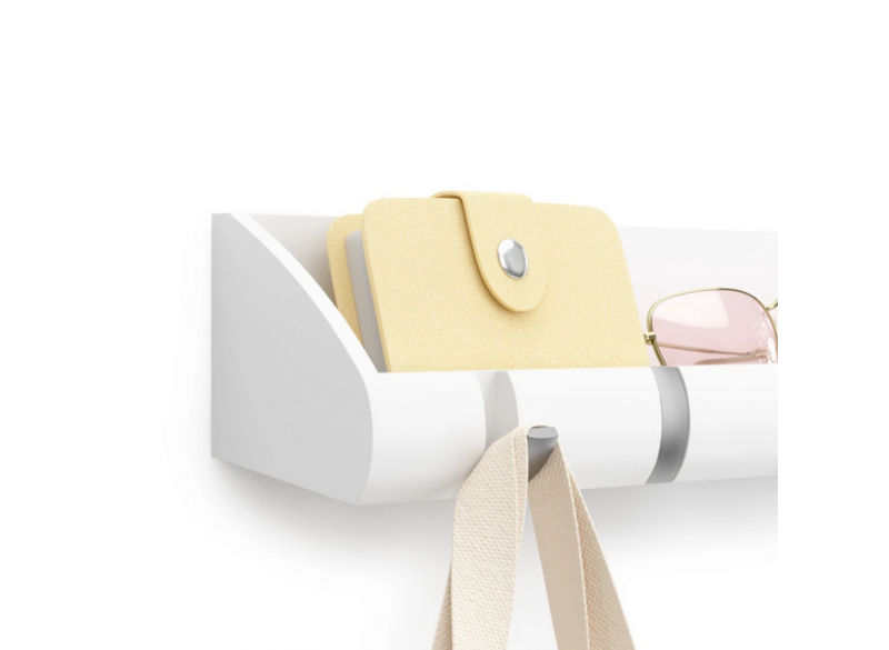 Knagerække Flip 5 m hylde Hvid-Krom