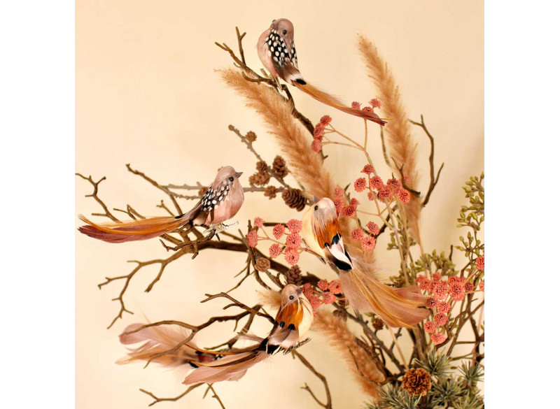 Bird RoseBrown w clip 13 cm