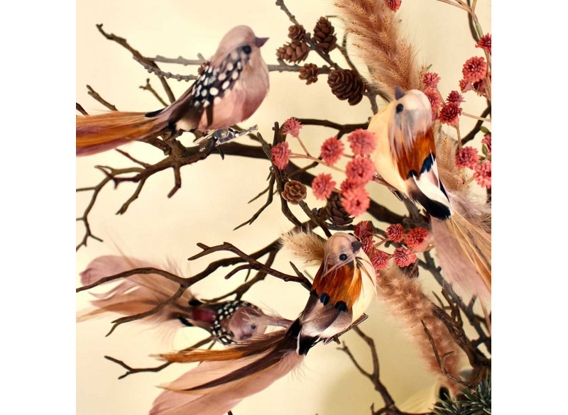 Bird RoseBrown w clip 13 cm