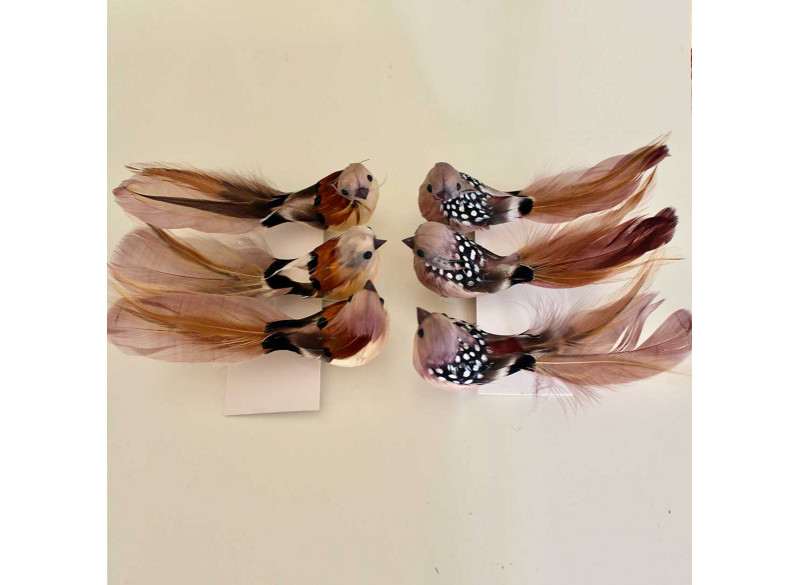 Bird RoseBrown w clip 13 cm