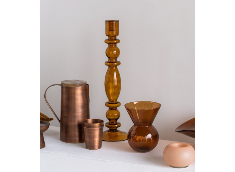 Lysestage Glas Brun H40cm