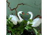 Svane ornament med fjer 10cm