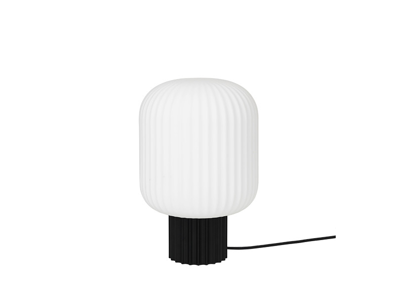 Bordlampe Lolly sort metal & opal glas