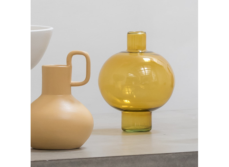 Vase Glass Rund Amber