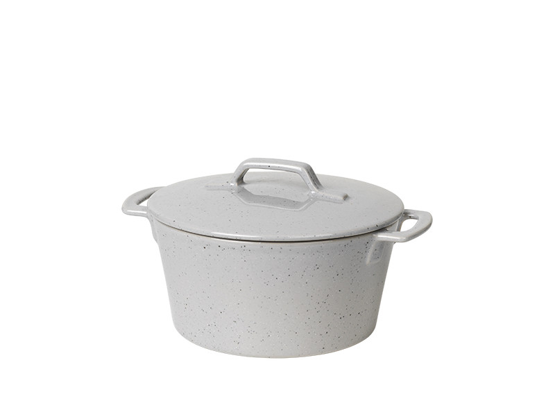 Ovnfast Gryde m låg Hasle Granit Lysegrå
