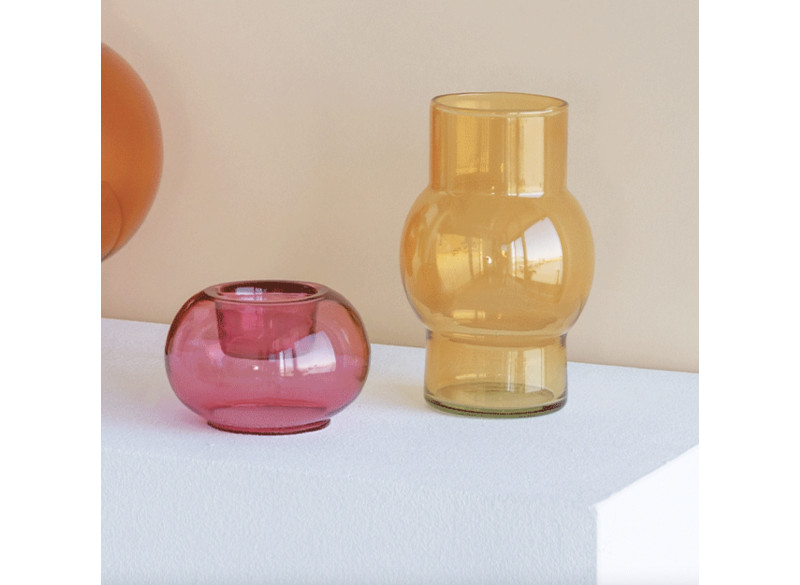 Fyrfadsstage Glas Abrikos Ø10xH6