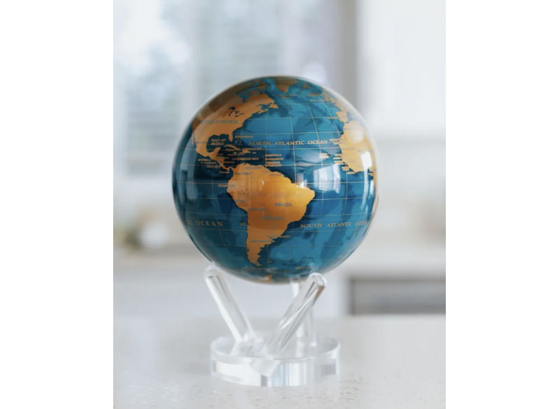 Moving Globe Blue-Gold 6"