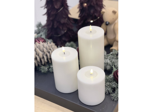 Bloklys LED Ø7,5 Hvid 10cm