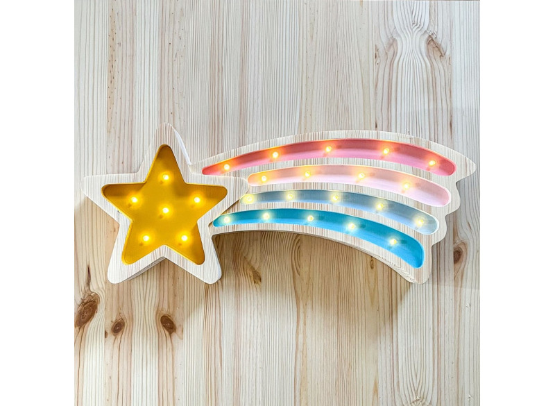 Childrens Night Lamp Falling Star Pink-Blue