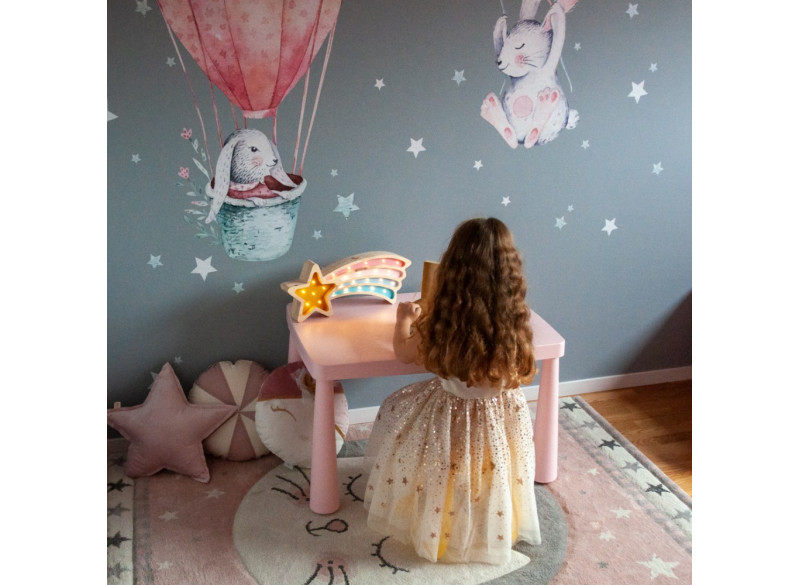 Childrens Night Lamp Falling Star Pink-Blue