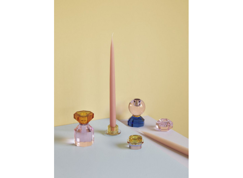 Candlestiks Glas Yellow-Purple 2pc