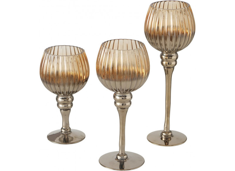 Lysestager Minou sæt of 3 Brun 