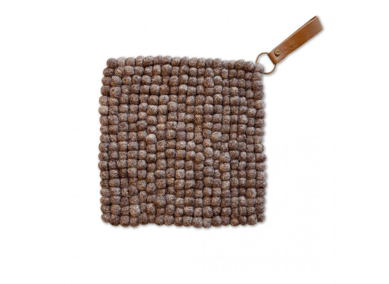 Bordskåner Brun filtet uld m læderstrop
