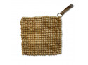 Coasters/Potholder Yellow wool with leather strap