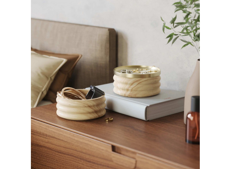 Tesora Wood Storage Box Natural-Brass