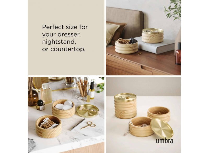 Tesora Wood Storage Box Natural-Brass