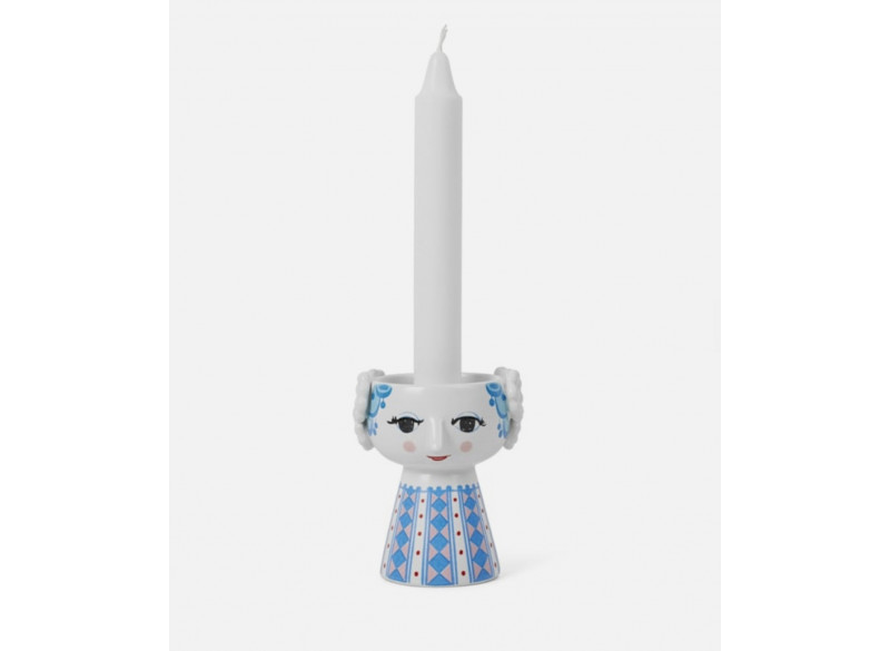 Eva Candlestick H9.5 cm blue