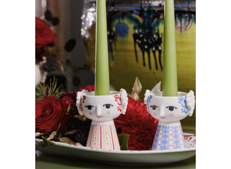 Eva Candlestick H9.5 cm blue