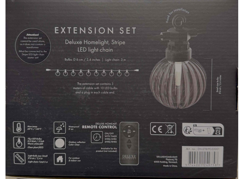 Lyskæde Ø6 Stribe - Forlængerset