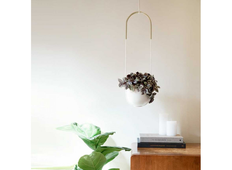 Plantehænger Bolo - hvid & messing