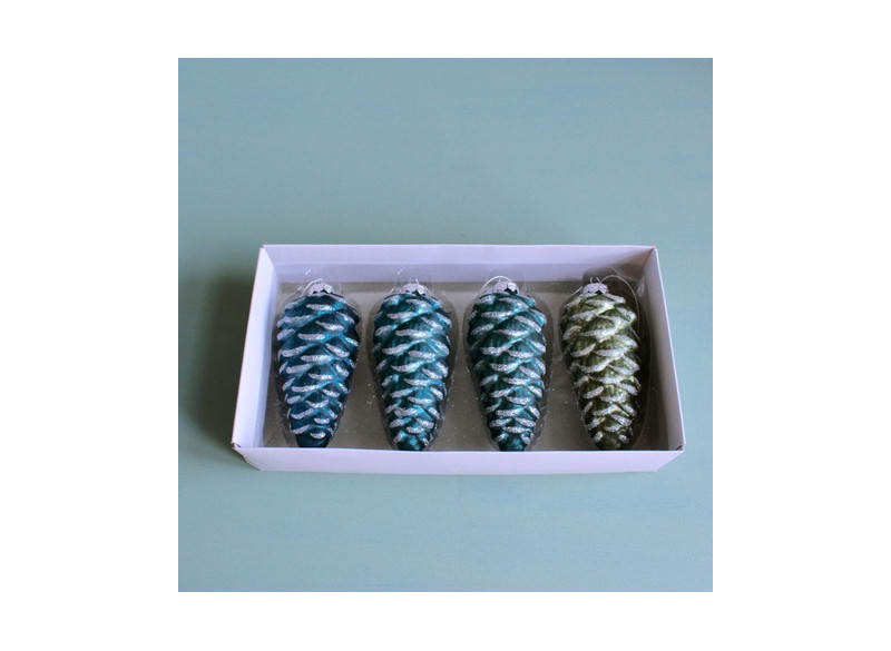 Glasornament grankogle 4-pak 