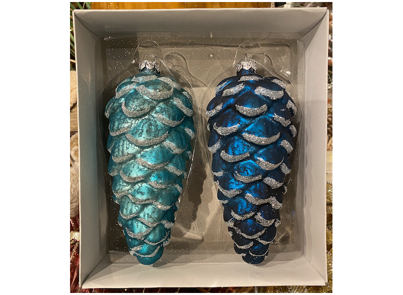 Glasornament grankogle 2-pak 16cm