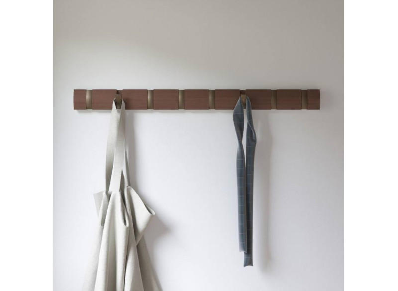 Knagerække Flip 8-hook Lys Walnut - Messing