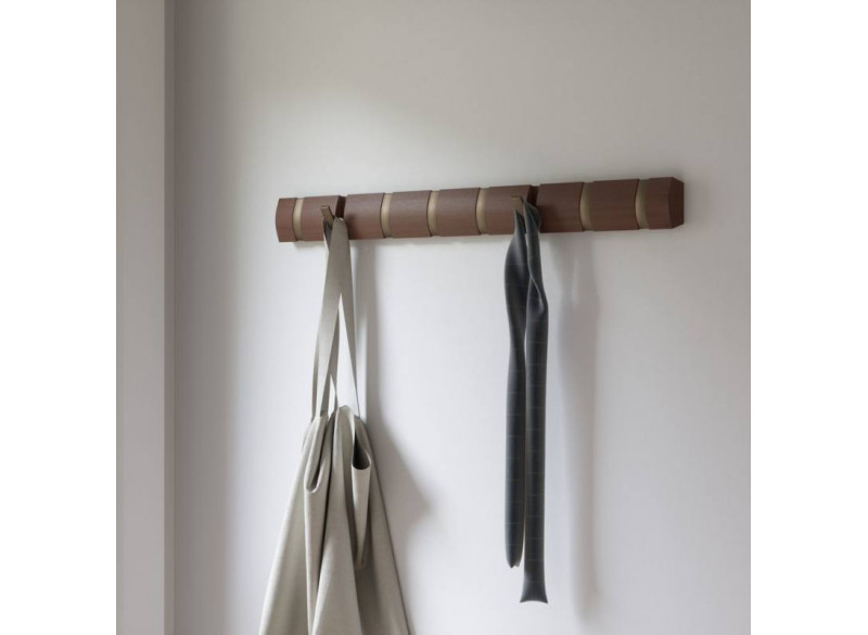Knagerække Flip 8-hook Lys Walnut - Messing