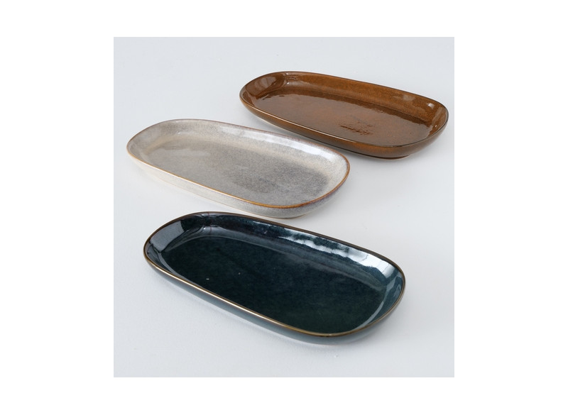 Tallerken Oval Lenja BlåGråBrun