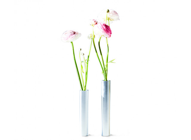 Vase slim børstet stål