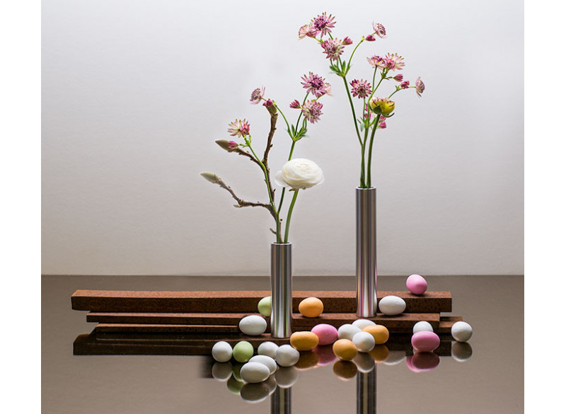 Vase slim børstet stål