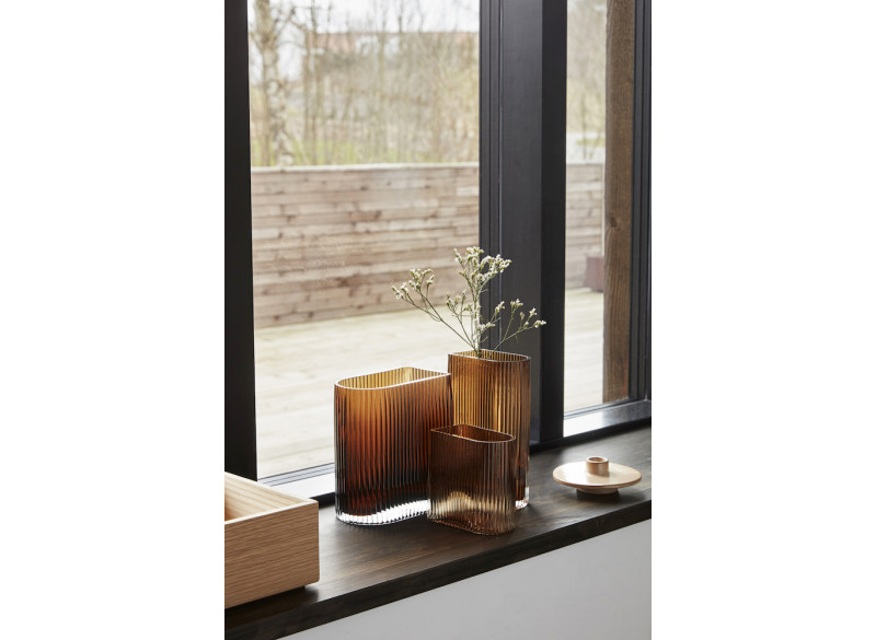 Vase glas ravgul 3-sæt