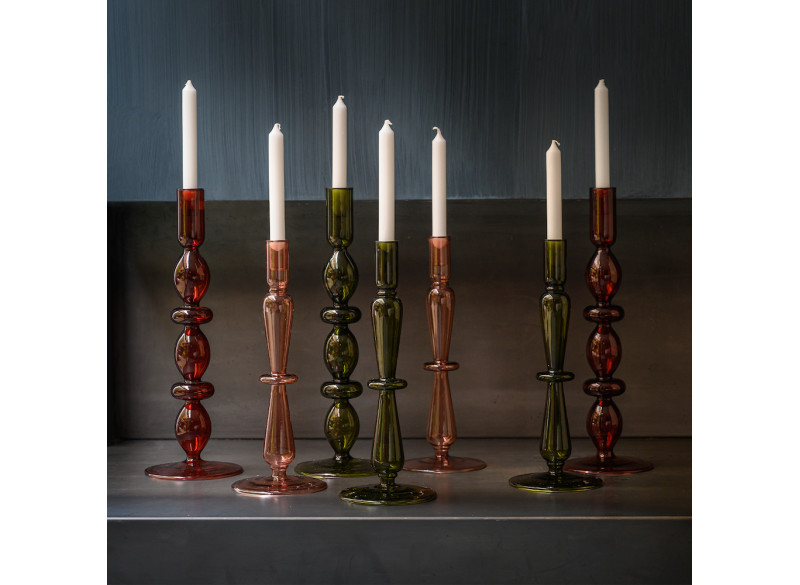 Lysestage Glass Rødbrun H40cm